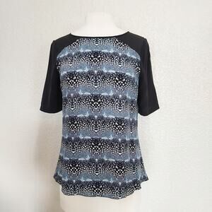 BCBG Maxazria Blue Short Sleeve Blouse